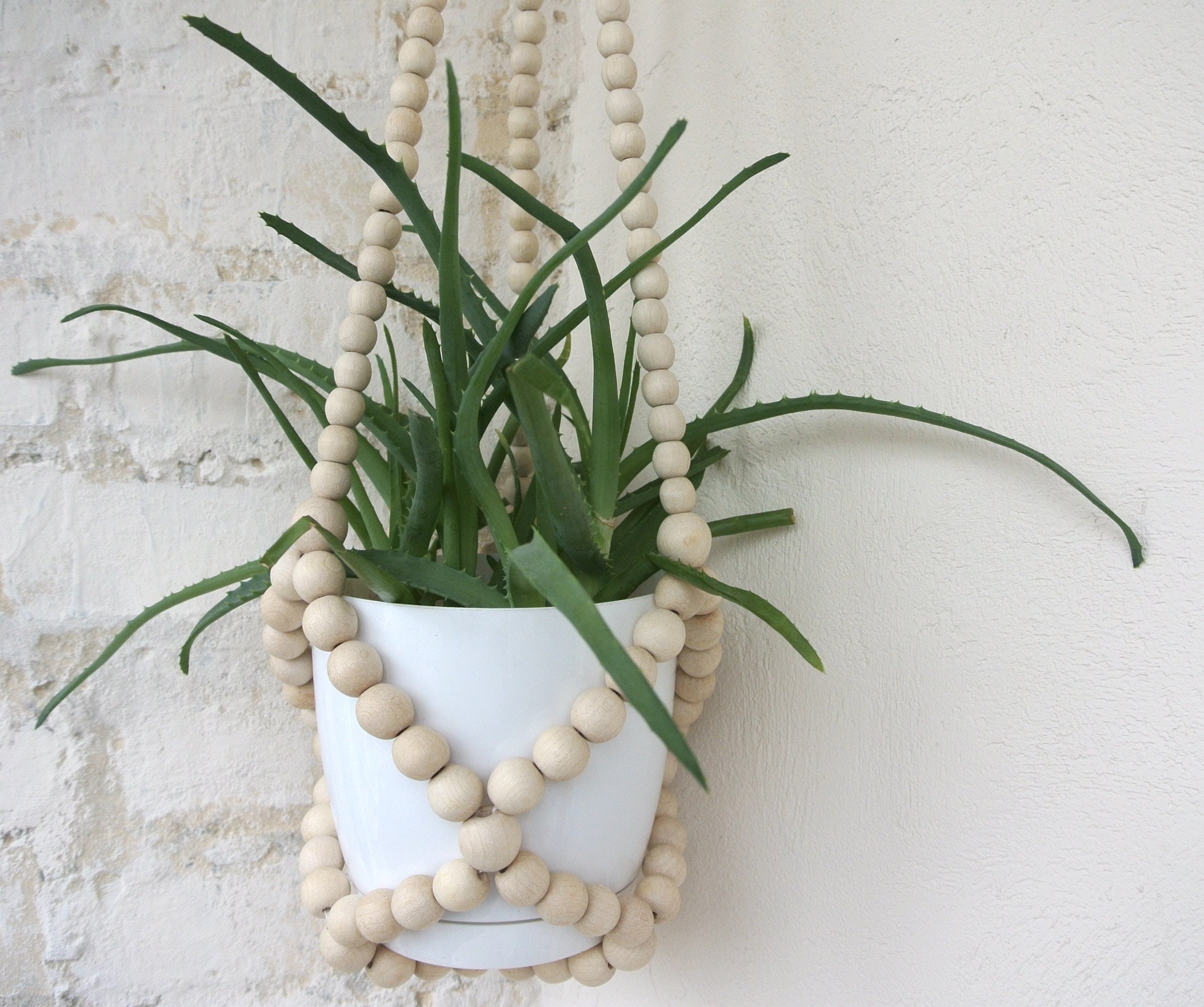 Beaded plant hanger. Modern plant holder. Hanging plant Etsy