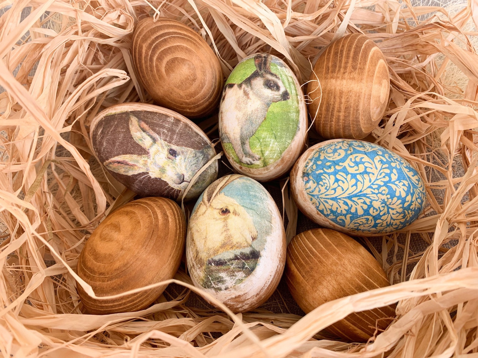 Set of Easter eggs. Easter wood eggs. Easter eggs. Wooden Etsy