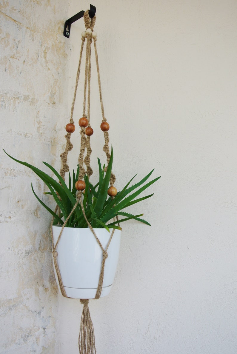Beaded plant hanger. Planter Etsy