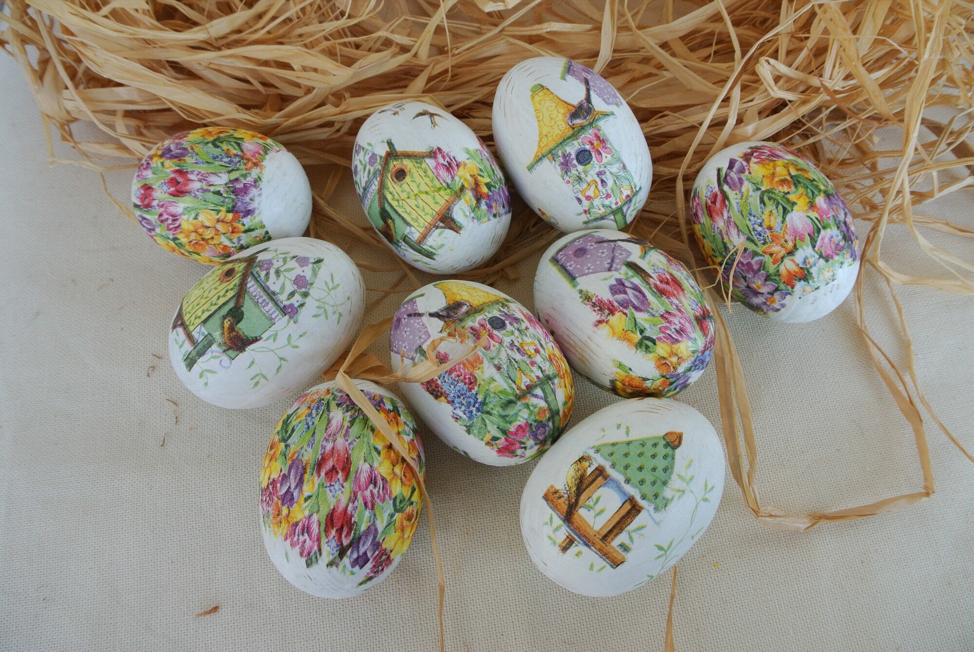 Set of decorative wood eggs. Shabby eggs. Wood eggs. Wooden Etsy