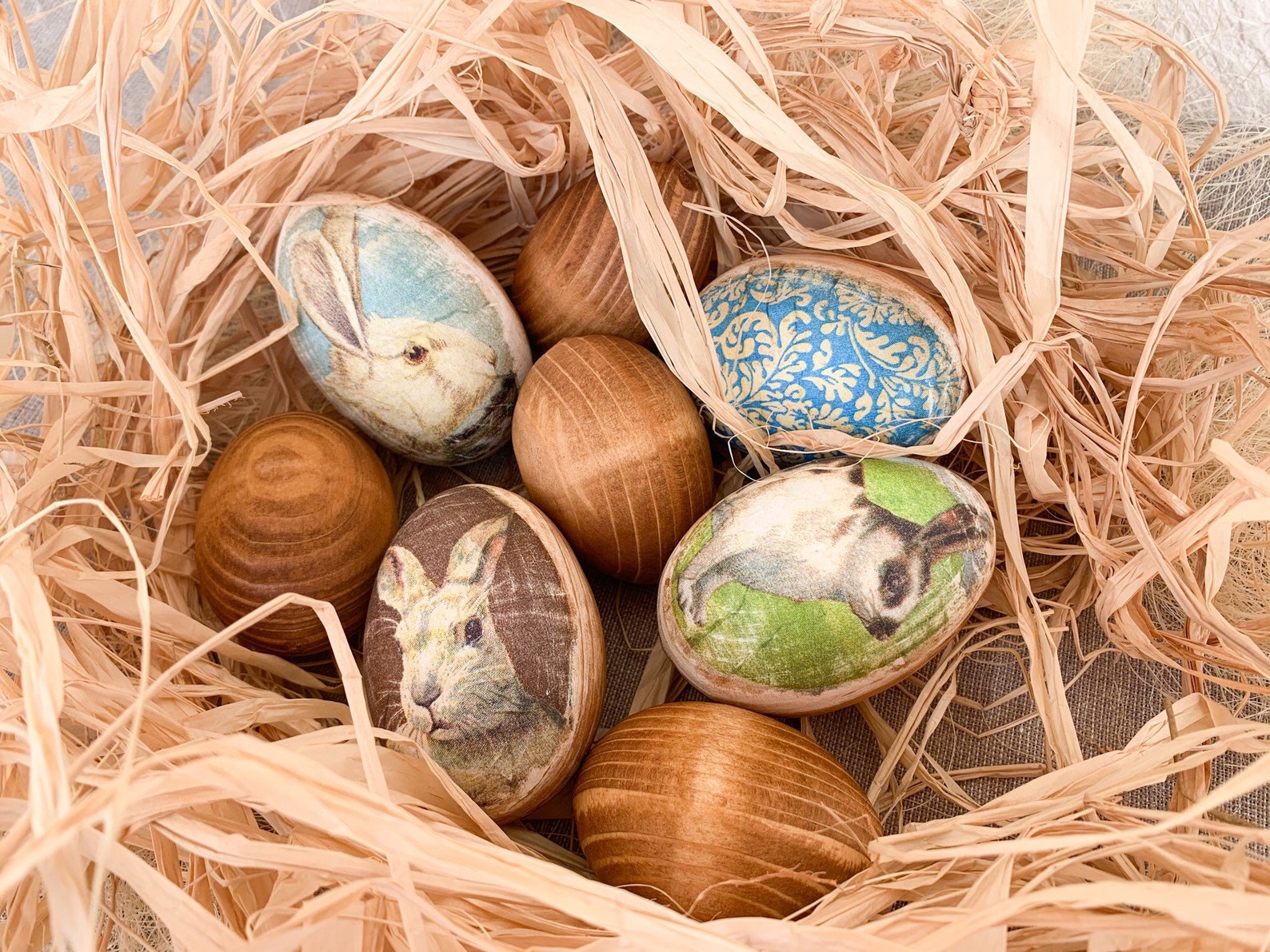 Set of Easter eggs. Easter wood eggs. Easter eggs. Wooden Etsy