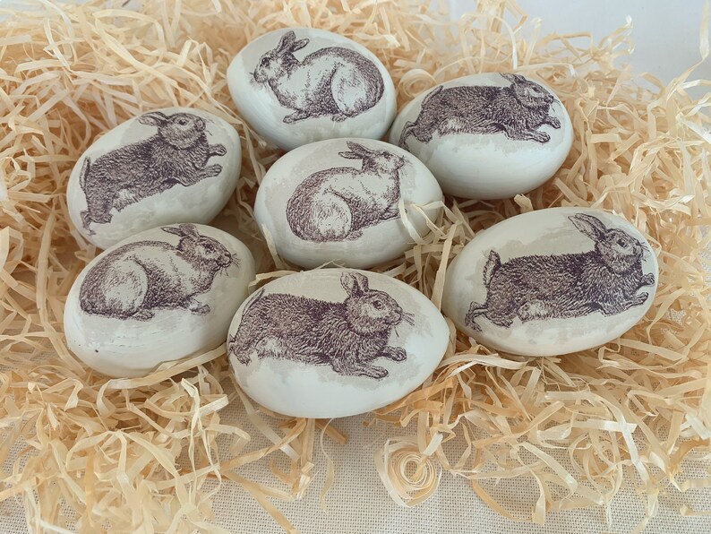 Set of decorative wood eggs. Shabby eggs. Wooden decorative Etsy