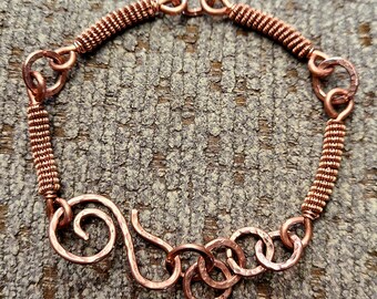 Copper Double Coil Link Bracelet for Men and Women by C Paul Designs Made to Order