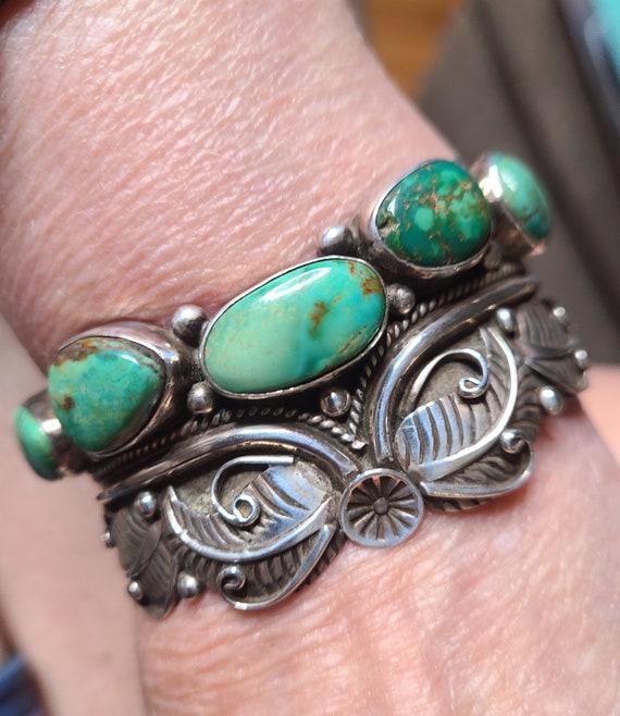 Beyond Intricate Vintage Native American Navajo Spiderweb Turquoise Sterling Silver Bracelet Beyond Intricate Vintage Native American Navajo Spiderweb Turquoise Sterling Silver Bracelet