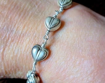 Sterling Silver Heart Link Bracelet By C Paul Designs