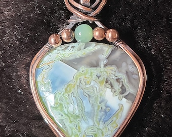Blue Ocean Jasper Oxidized Copper Necklace Pendant By C Paul Designs
