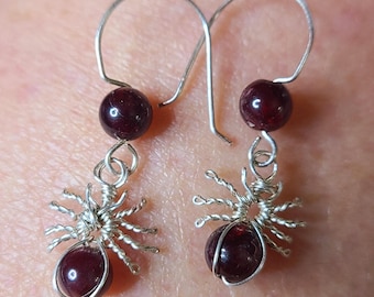 Adorable Sterling Silver Spider Earrings in Your Choice of Stones Made to Order by C Paul Designs