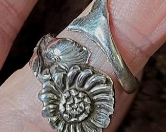 Reed and Barton Sunflower Sterling Silver Spoon Ring Size 5 by C Paul Designs