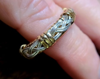 Wire Wrap 14kt Gold Filled and Sterling Silver Stackable Wedding Band Ring by C Paul Designs