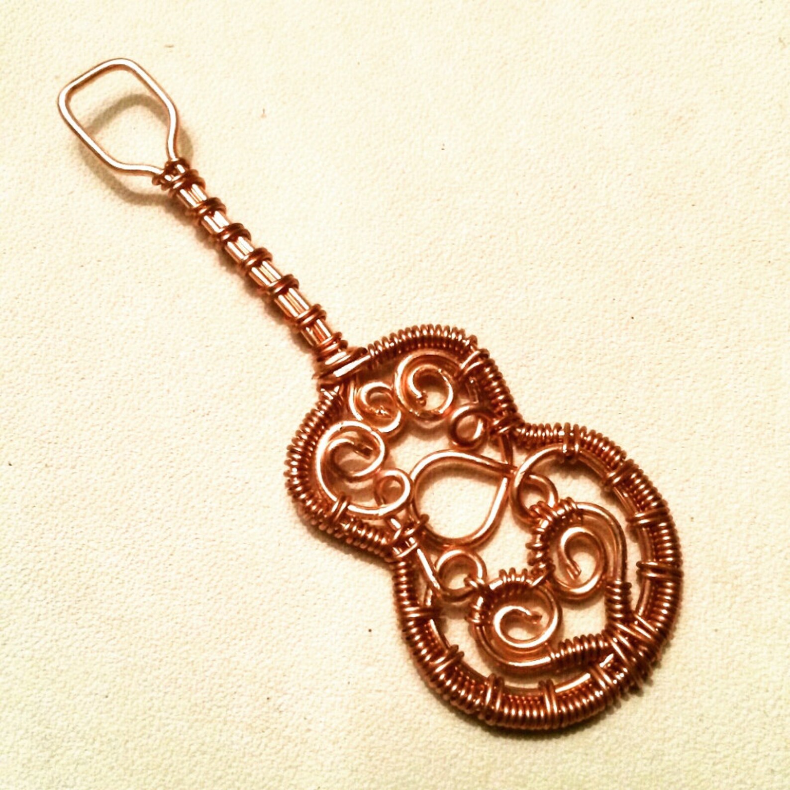 Made to Order Copper Guitar Pendant Wire Wrapped Jewelry Handmade