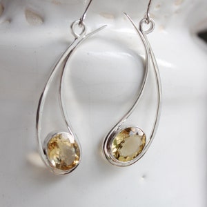 Citrine Silver Earrings | November Birthstone Jewelry | Dangle Earrings | Hand Crafted Jewelry | Unique Silver Earring Design| Small Batch