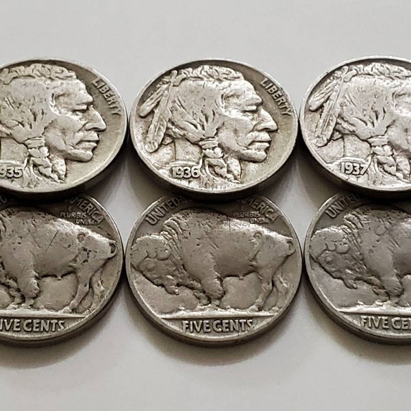 1935 - 1937 "P" Mint Buffalo Nickel Set / Buffalo Nickels / Indian Head Nickels