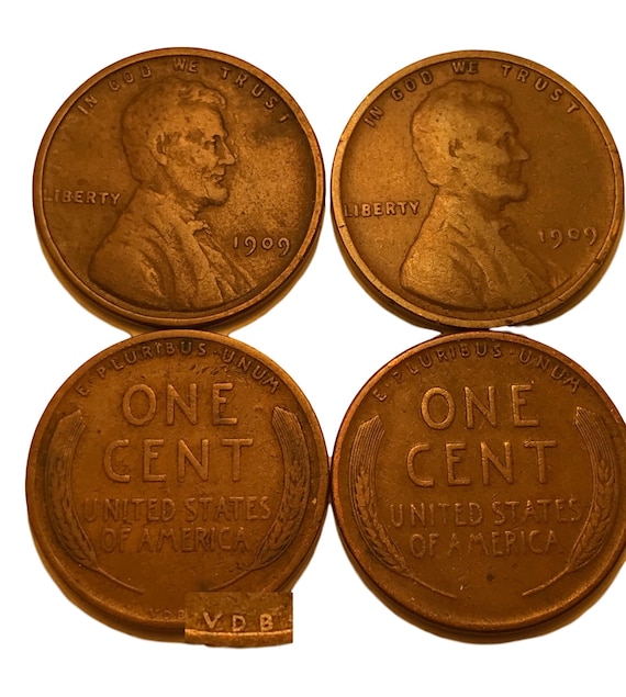 1909 VDB Penny & 1909 Penny / Two Rare Coins / Two Rare Pennies / 1909  V.D.B. and 1909 P Lincoln Cents / Wheat Pennies 