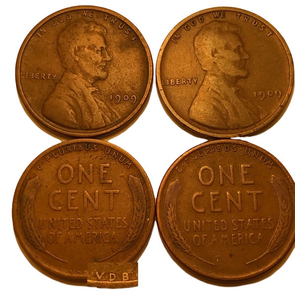 1909 VDB Penny & 1909 Penny / Two Rare Coins / Two Rare Pennies / 1909 V.D.B. and 1909 P Lincoln Cents / Wheat Pennies