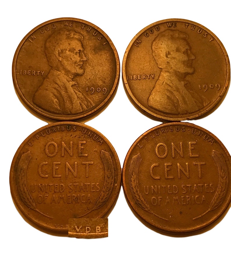 1909 VDB Penny & 1909 Penny / Two Rare Coins / Two Rare Pennies / 1909 V.D.B. and 1909 P Lincoln Cents / Wheat Pennies image 1