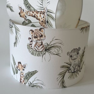 Cute Safari Babies Jungle Fabric, Nursery, Babies, Kids  Ceiling Light Shade or Table Lampshade in 2 sizes