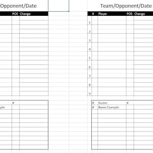 Fillable Printable baseball lineup card