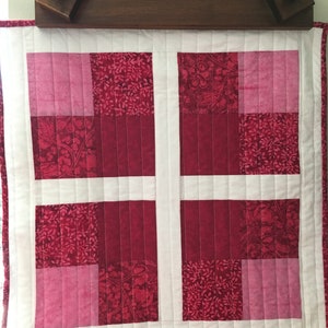 Four square pink wall hanging, Squares wall hanging, Table topper