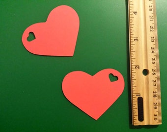 red heart shaped tags/die cuts