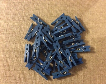 36 mini blue clothespins