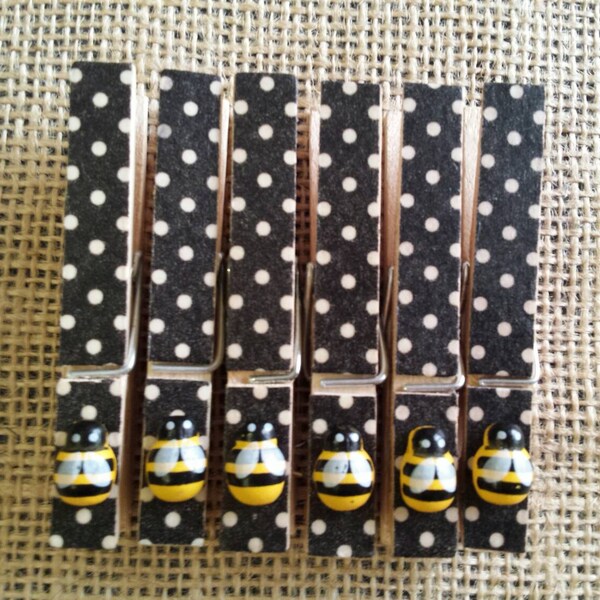 Cute as can Bee clothespins - set of 6