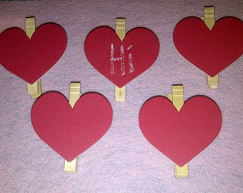 Chalkboard clothespins-  Hearts Set of 5