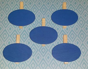 Blue oval chalkboard clothespins- Set of 5