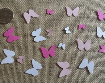 Hand punched butterfly confetti- 150 white and pink butterflies- butterfly theme birthday/ baby shower/spring