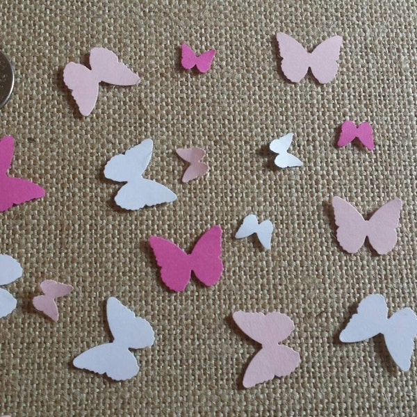 Hand punched butterfly confetti- 150 white and pink butterflies- butterfly theme birthday/ baby shower/spring