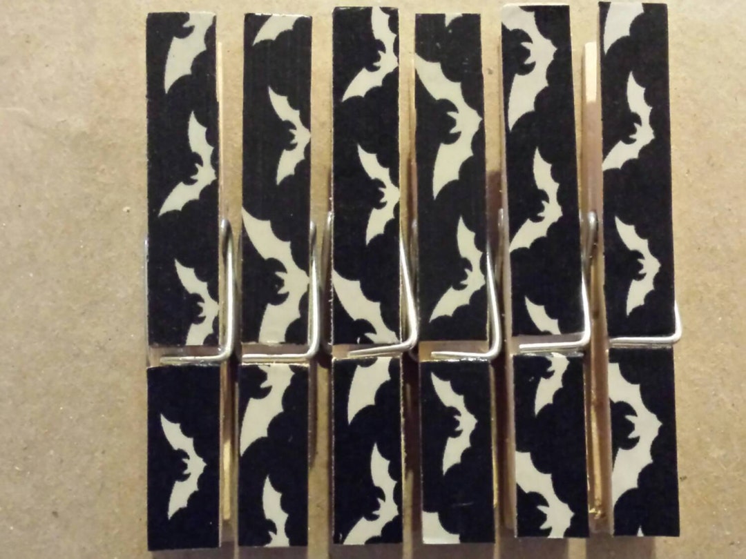 Halloween Bat Clothespins Set of 6 Etsy