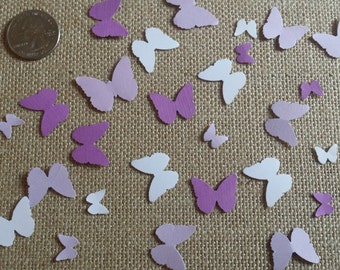 Hand punched butterfly confetti- 150 white and purple/lavender butterflies- butterfly theme birthday/ baby shower/spring