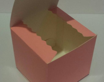 12- 3x3x3 glossy rose pink kraft favor box/treat box/ornament