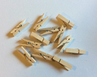small natural clothespins- set of 12 baby shower/wedding/party/decor/favors
