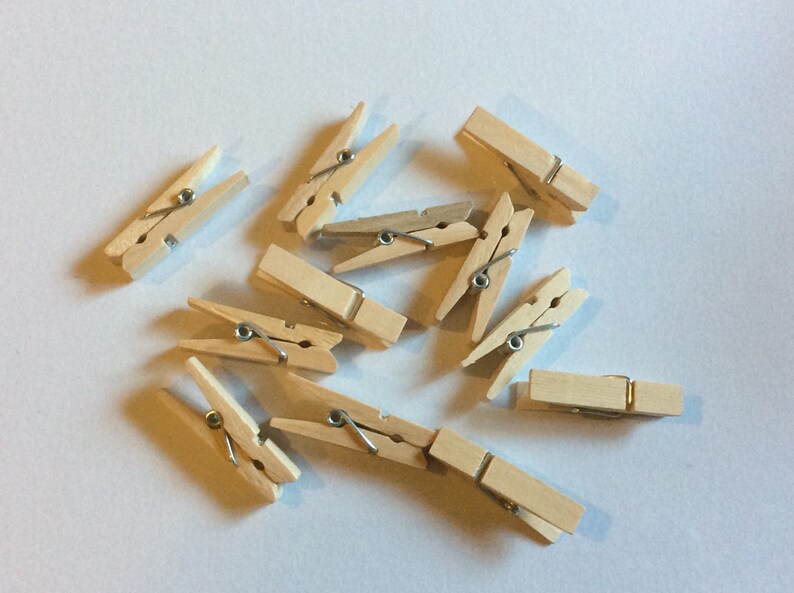 small natural clothespins set of 12 baby shower/wedding/party/decor/favors image 1