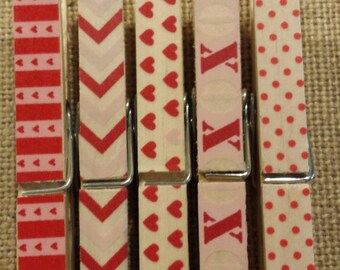 Valentine's clothespins- set of 5