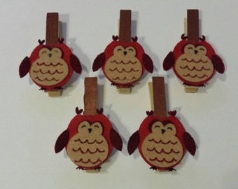 Fall owl clothespins- lovebirds set of 5