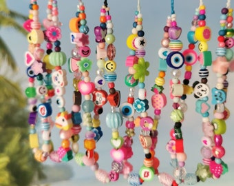 2 for 12, Cute phone charm, Phone strap beads, Short phone charm, Beaded phone charm, Gift for girl boy, Colorful phone charm, Random charm