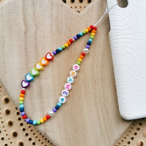 Rainbow Phone charm, Custom Phone Charm, Rainbow Phone Strap, Personalized phone charm, Beaded Phone Charm, Rainbow Gift, Lgbtq Accessories