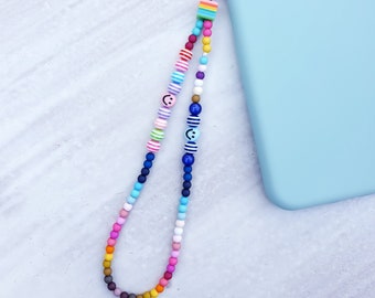 Beaded Phone Strap, Phone Charm, Y2k style, Phone String, Phone Strap, Beaded Phone Charm, Pink Phone Strap