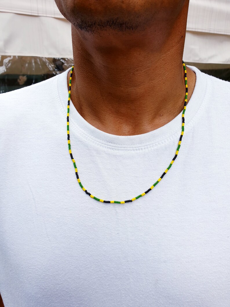 Jamaican Necklace Jamaica Necklace Jamaican Flag Necklace Etsy