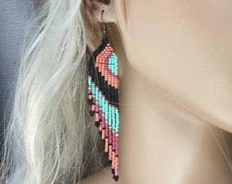 Beaded fringe earrings