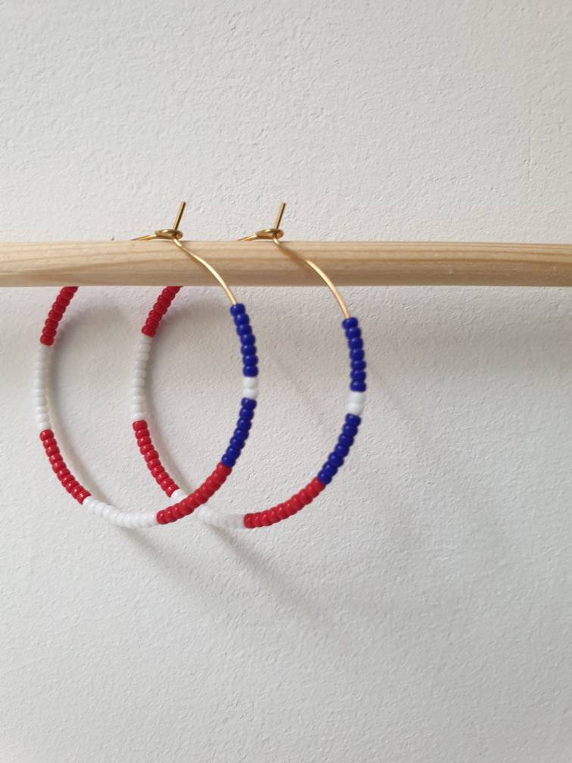 Puerto Rican earrings Gold beaded Puerto Rican flag hoop Etsy