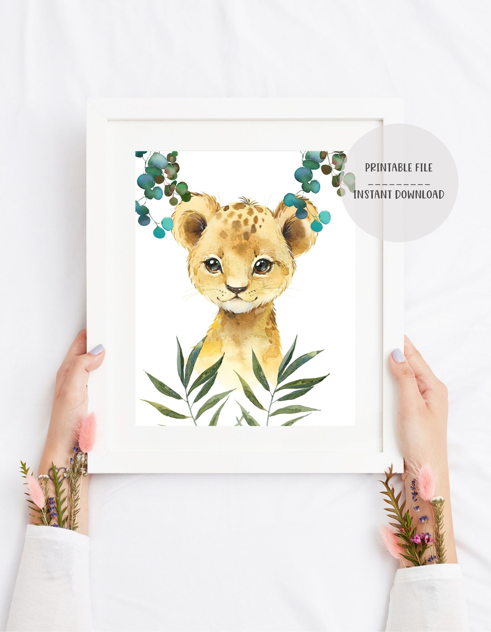 Lion Cub Nursery Decor Baby Lion Pink Prints for Baby Girls Etsy