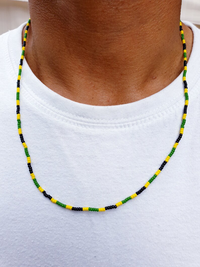 Jamaican Necklace Jamaica Necklace Jamaican Flag Necklace Etsy