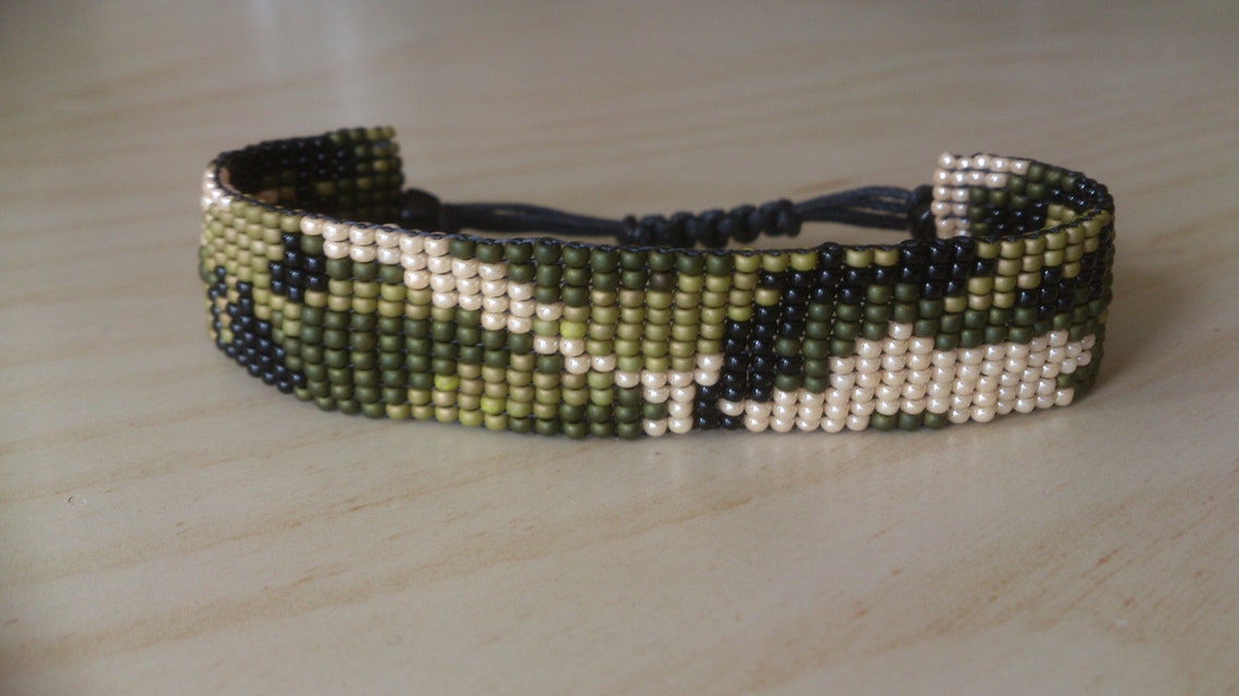 Loom beaded bracelet camouflage army / Beaded bracelet Etsy