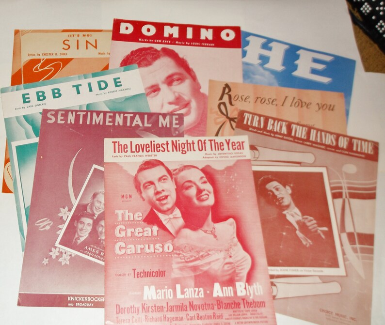 of 50\u2019s, the  8 U.S.A. sheet Pieces good vintage delivery music Free condition. from