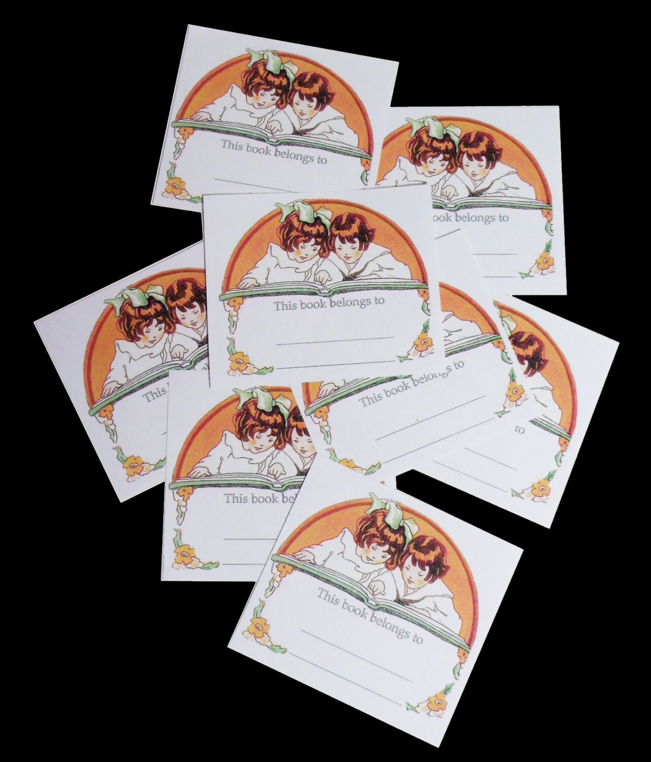 Childeren's book plates set of 8 design from an old Etsy