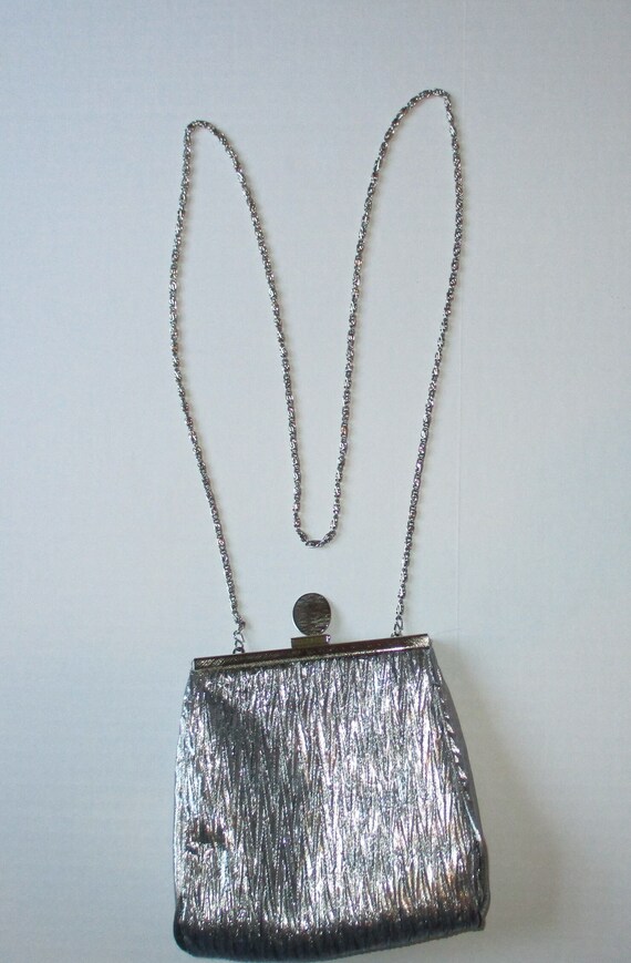 Silver Hand Clutch Evening Bag Coin Purse Chain S… - image 3