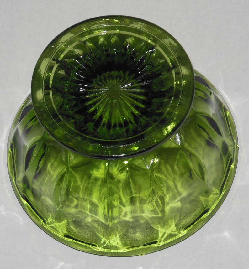 Vintage Dark Green Glass Candy Dish Footed Compote Fruit Bowl Etsy