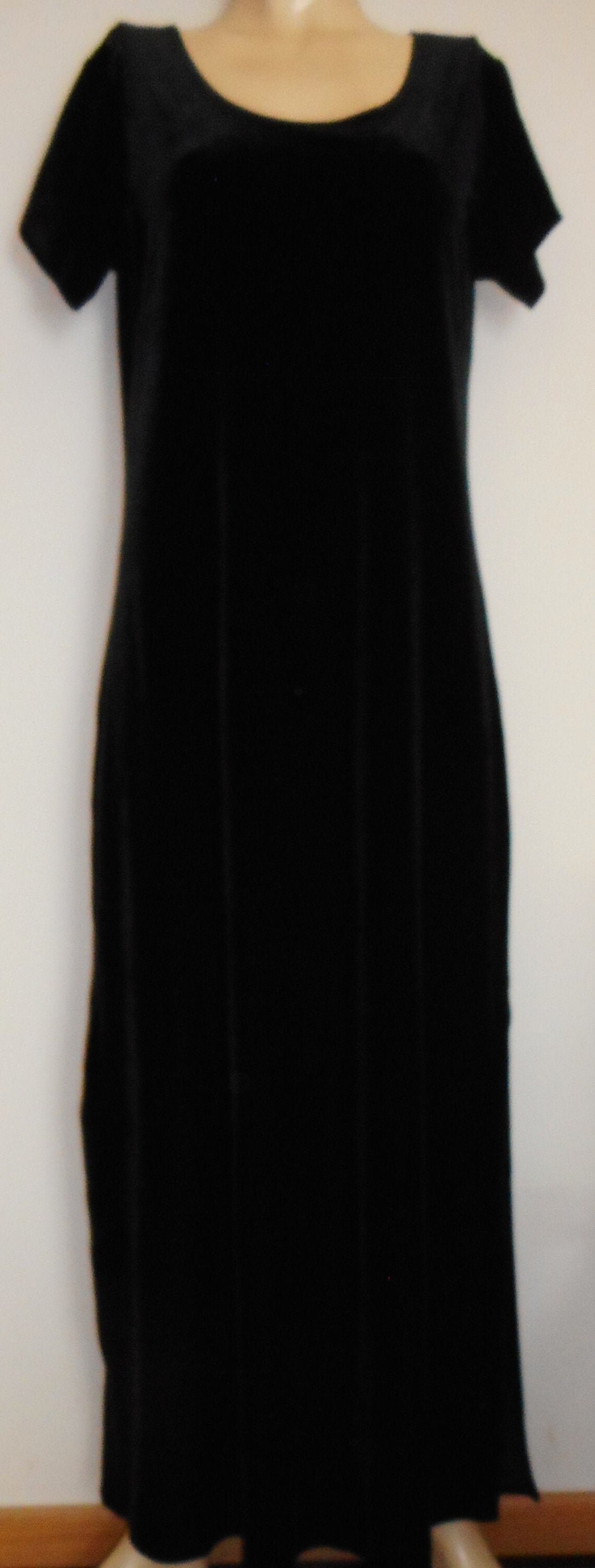 Long Black Velour Dress With Side Slits Cassini Intimates Size | Etsy